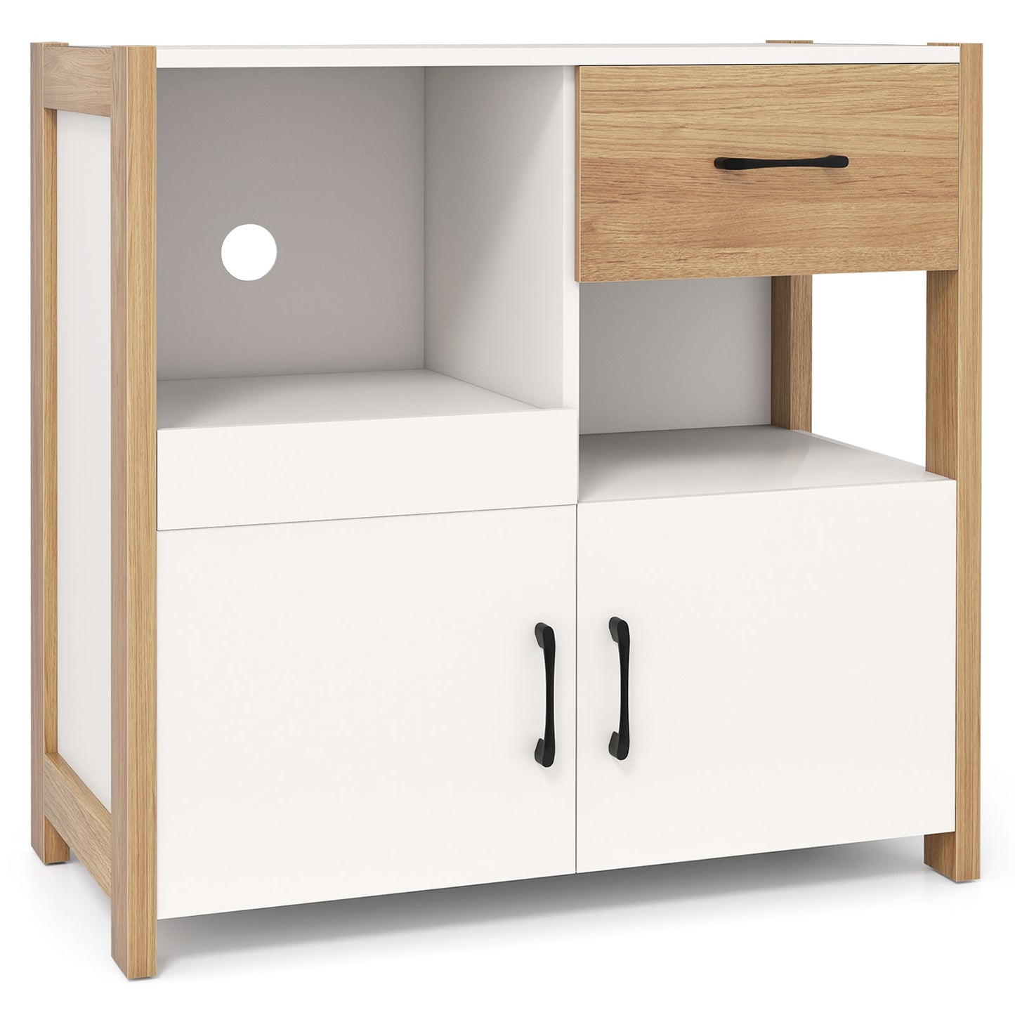 Kitchen Storage Cabinet, Modern Farmhouse Coffee Bar Cabinet with Drawer
