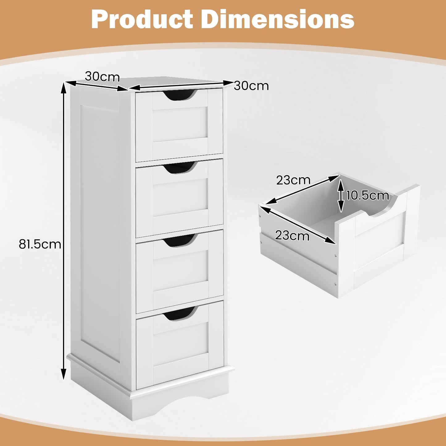 Bathroom Storage Cabinet with 4 Drawers