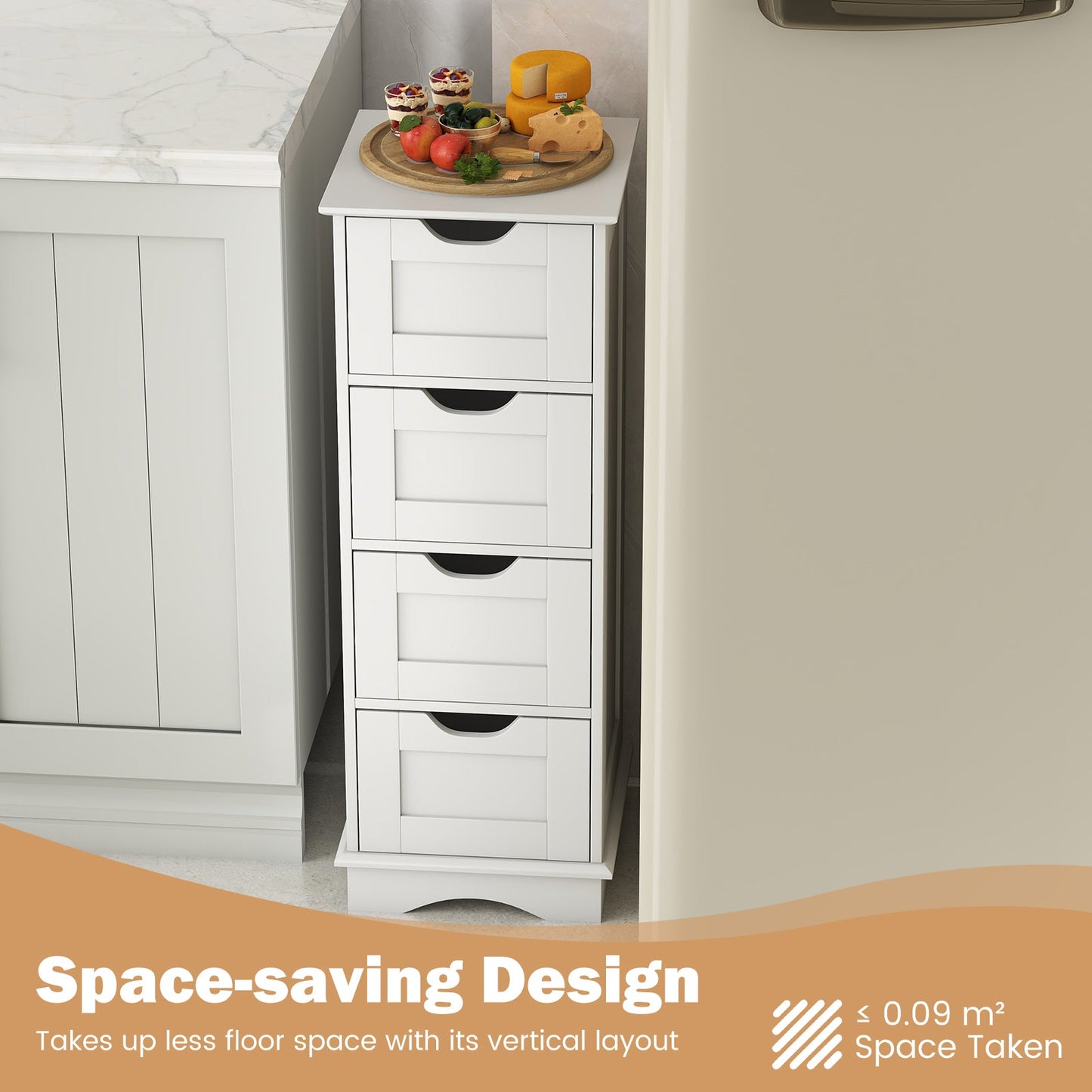Bathroom Storage Cabinet with 4 Drawers