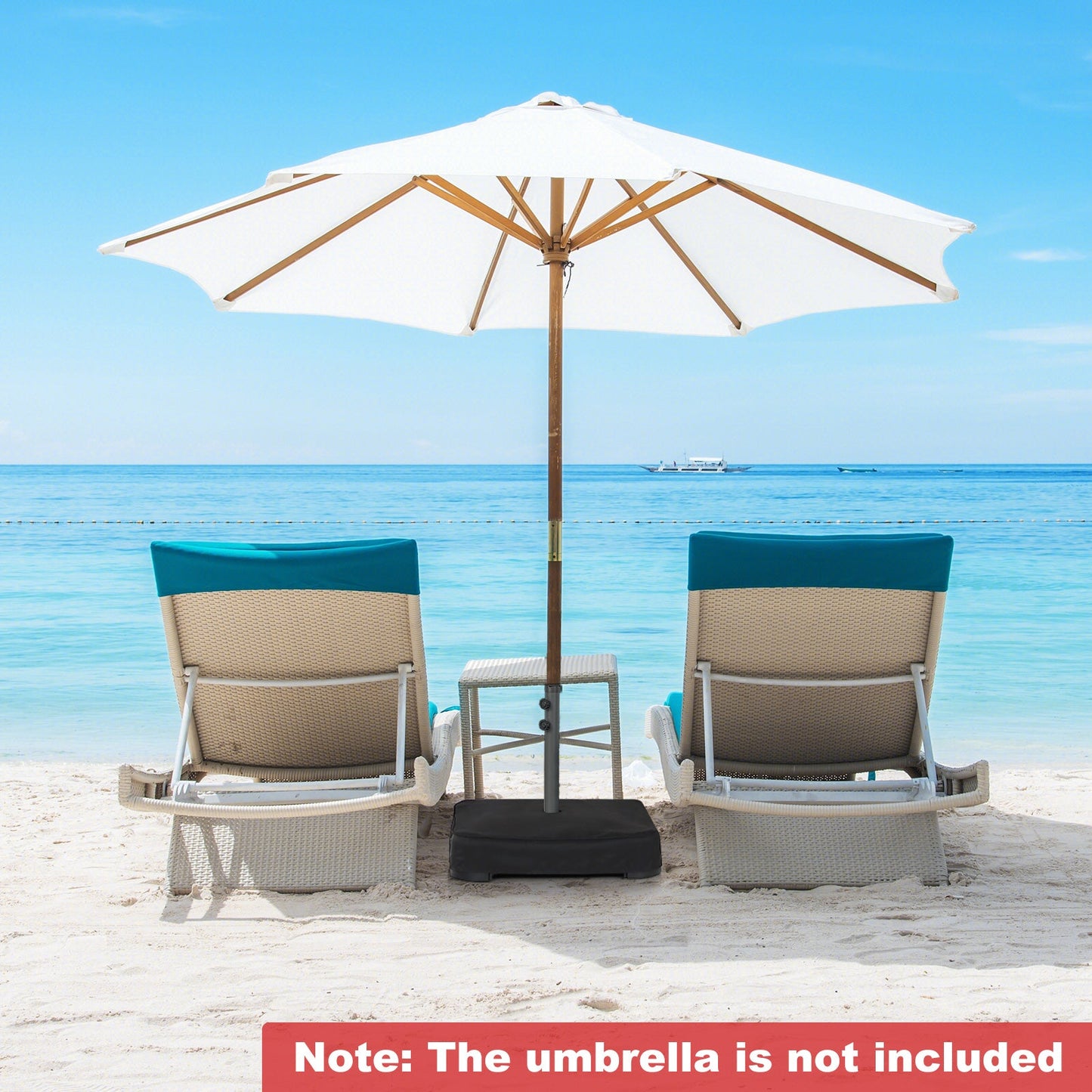 90 kg Patio Umbrella Base with Sandbags, 2 Tightening Knobs