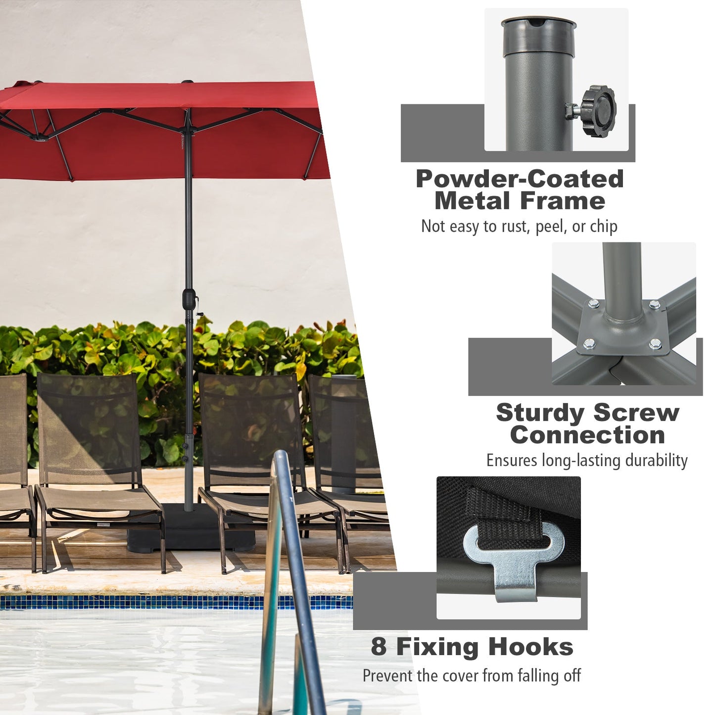 90 kg Patio Umbrella Base with Sandbags, 2 Tightening Knobs