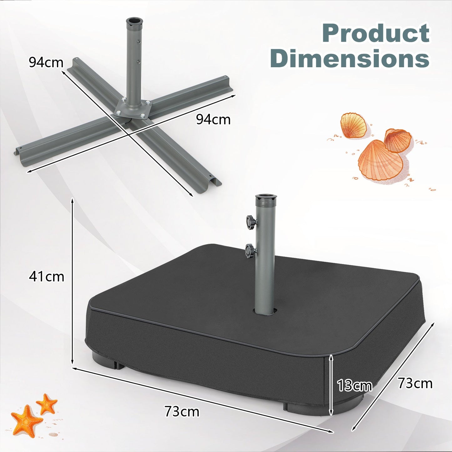90 kg Patio Umbrella Base with Sandbags, 2 Tightening Knobs