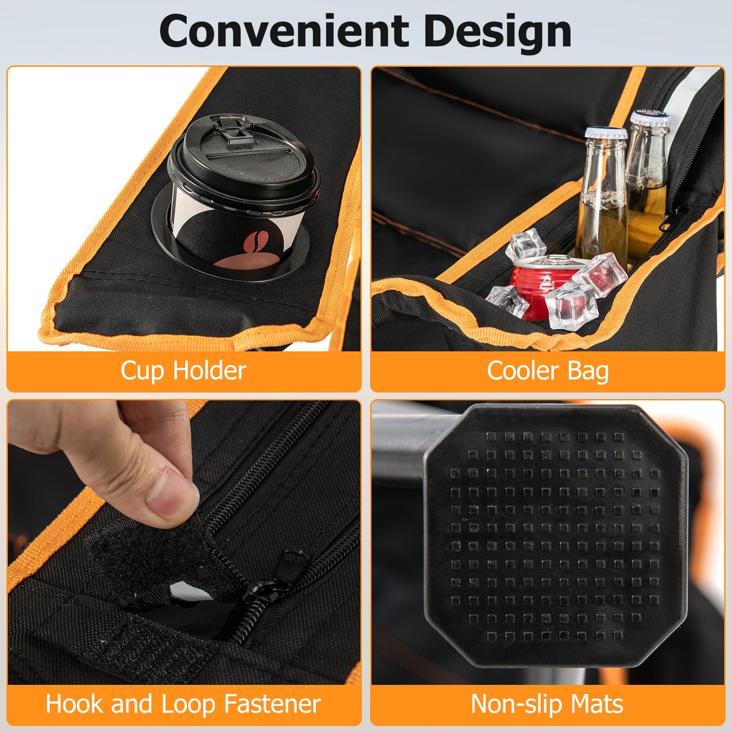 Folding Camping Chair with Footrest, Camping Lounge Chair with Adjustable Backrest