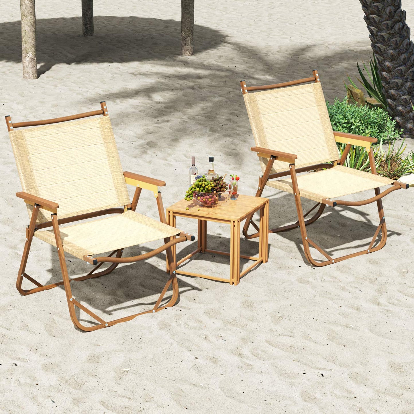 Folding Camp Chairs Set of 2, Lightweight Beach Chairs with Aluminum Frame