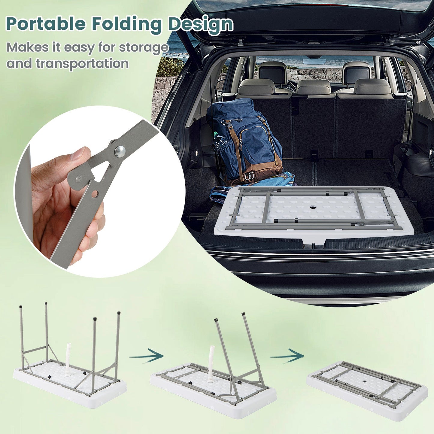 4 FT Folding Ice Table, Portable Outdoor Cooler Table with Drain