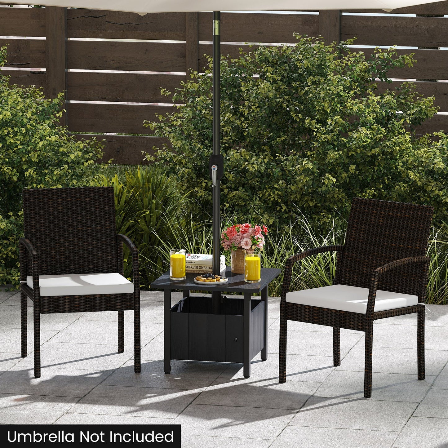 Outdoor Side Table with 48 mm Umbrella Hole, Patio Umbrella Table Base Stand