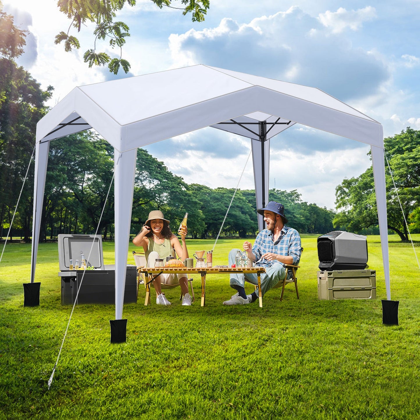 3 x 3 m Pop up Canopy Tent w/ Portable Wheeled Bag, 8 Stakes