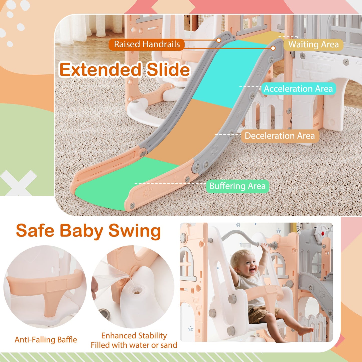 10 in 1 Toddler Swing and Slide Set