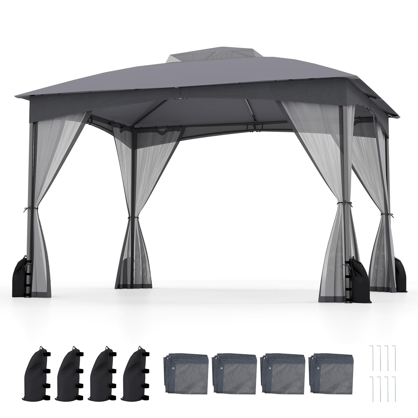 10 X 12 FT Patio Gazebo with Netting Walls