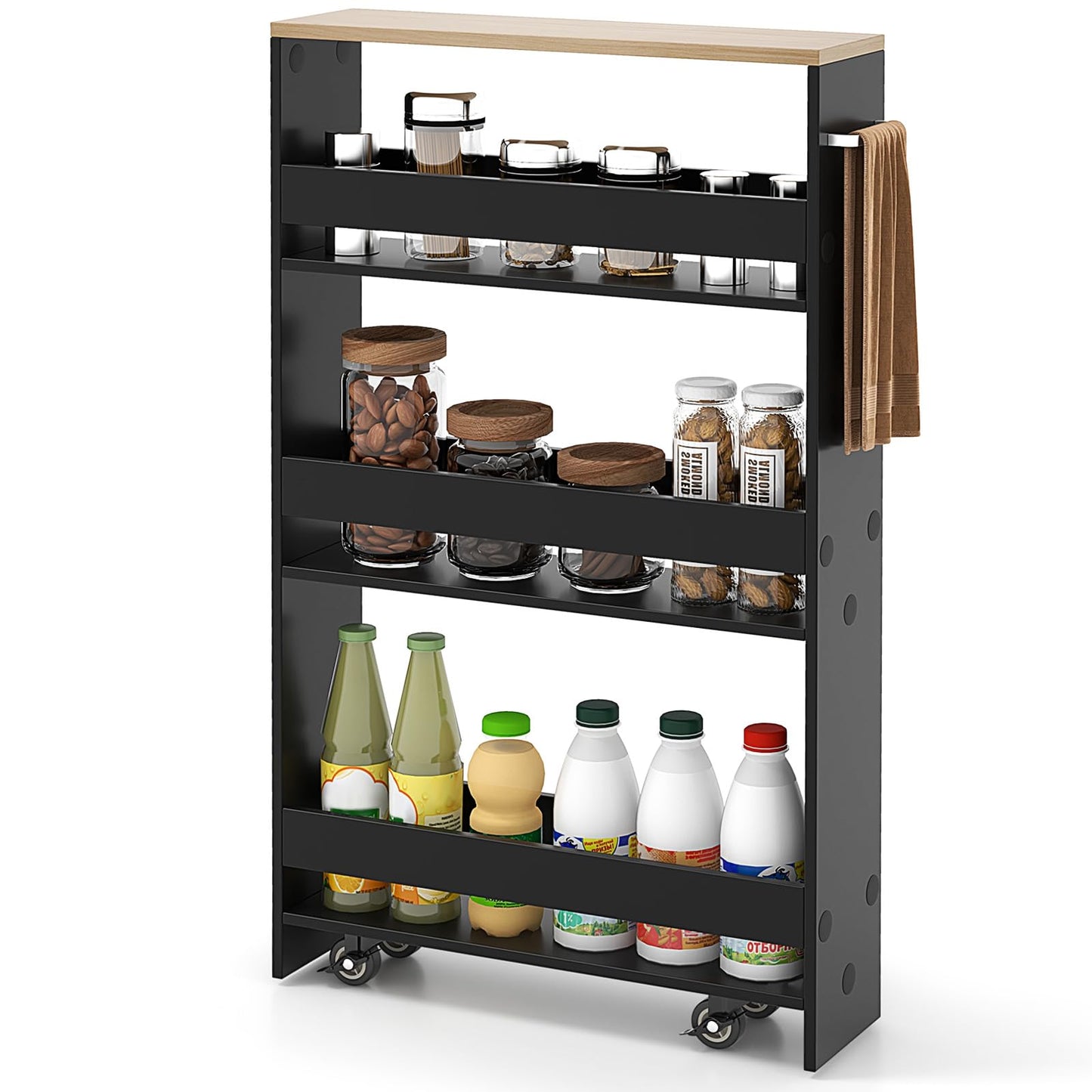 Giantex 4-Tier Slim Storage Cart, Narrow Mobile Serving Cart
