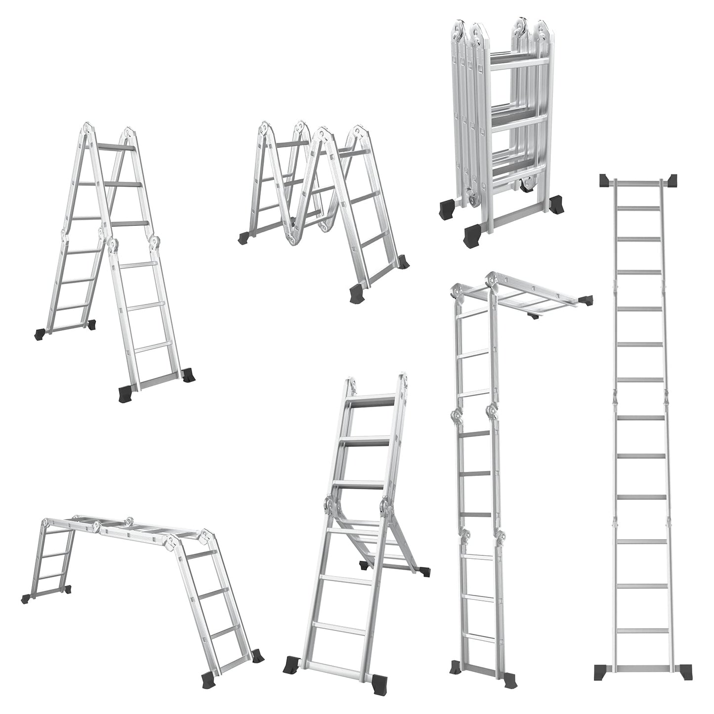 Giantex 7-in-1 12 Ft Folding Ladder, Multi Position Aluminium Extension Ladder