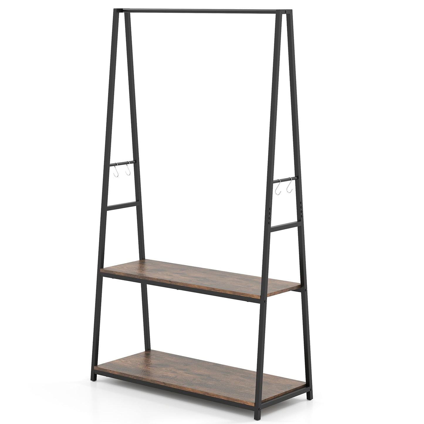 Giantex Clothes Rack w/ 2 Shelves & S Hooks