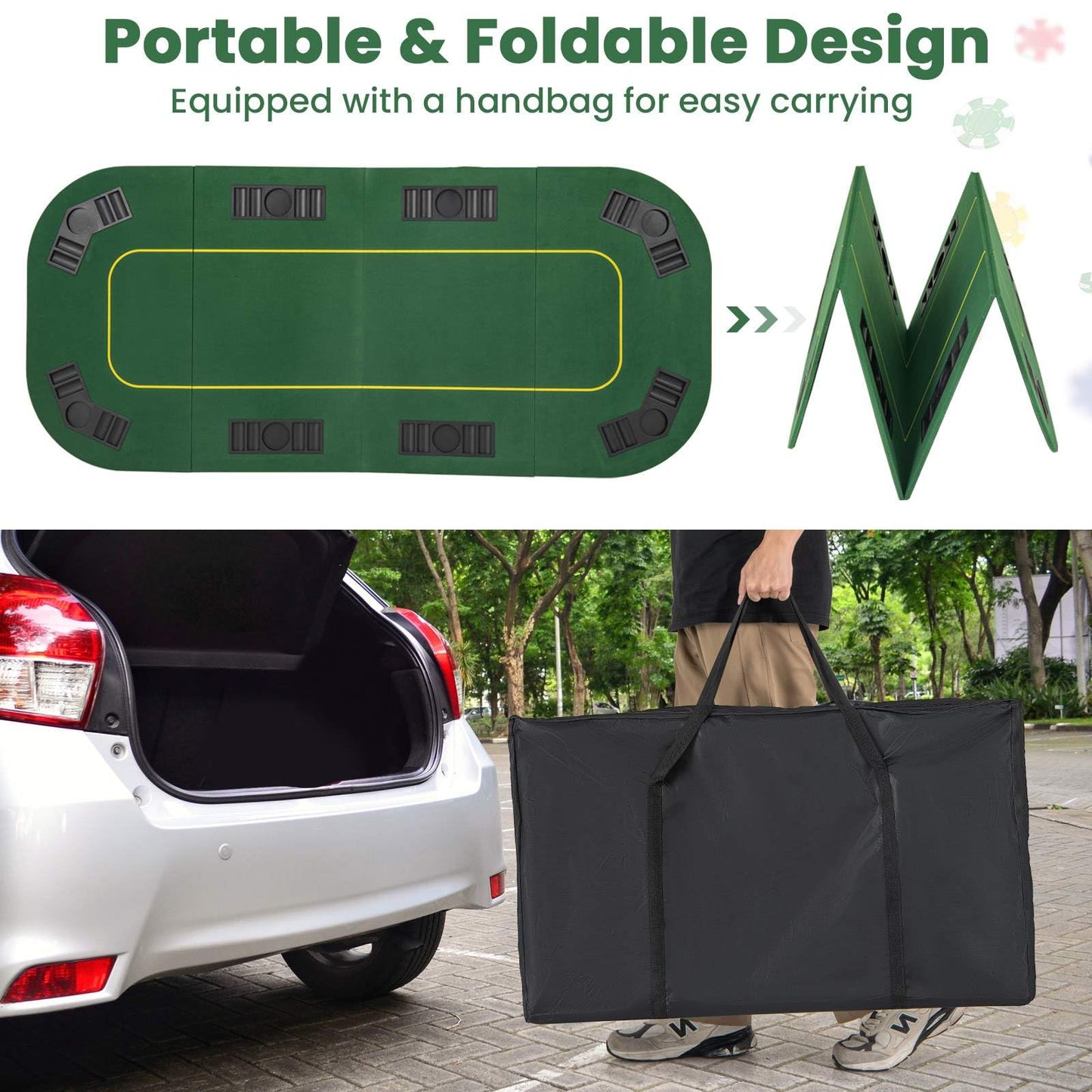 201 x 90 CM 8-Player Foldable Poker Table Top