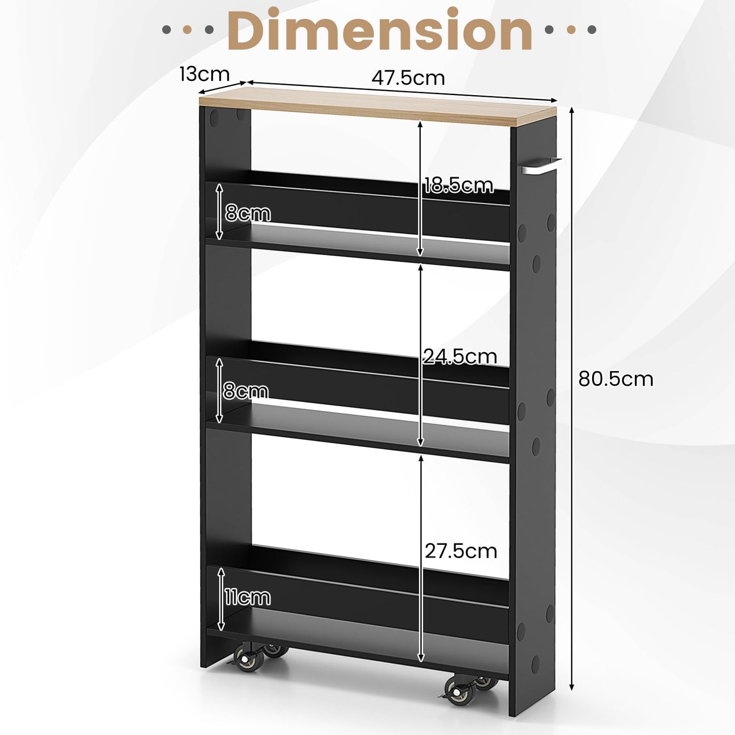 Giantex 4-Tier Slim Storage Cart, Narrow Mobile Serving Cart