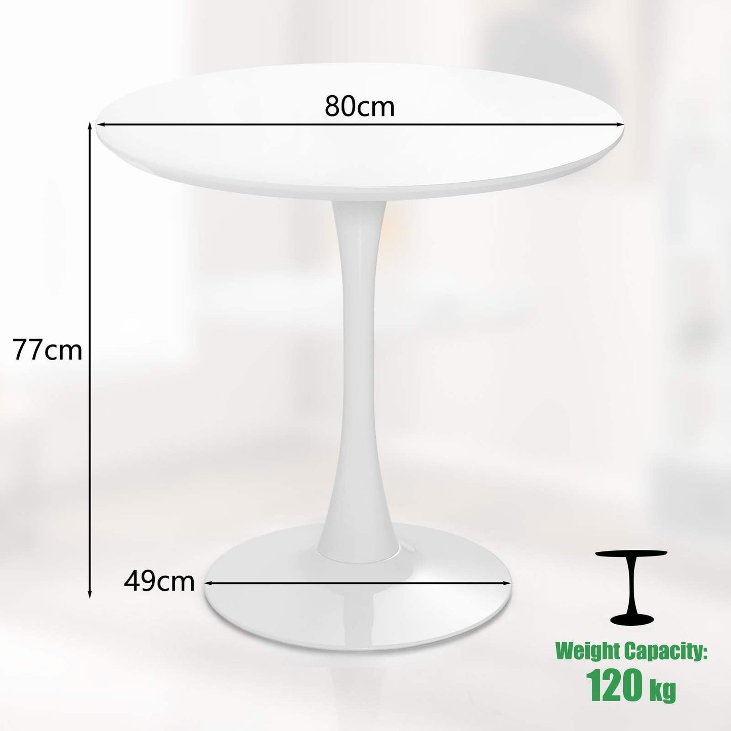 Giantex Round Dining Table, 80 CM Mid-Century Leisure Table for Small Places