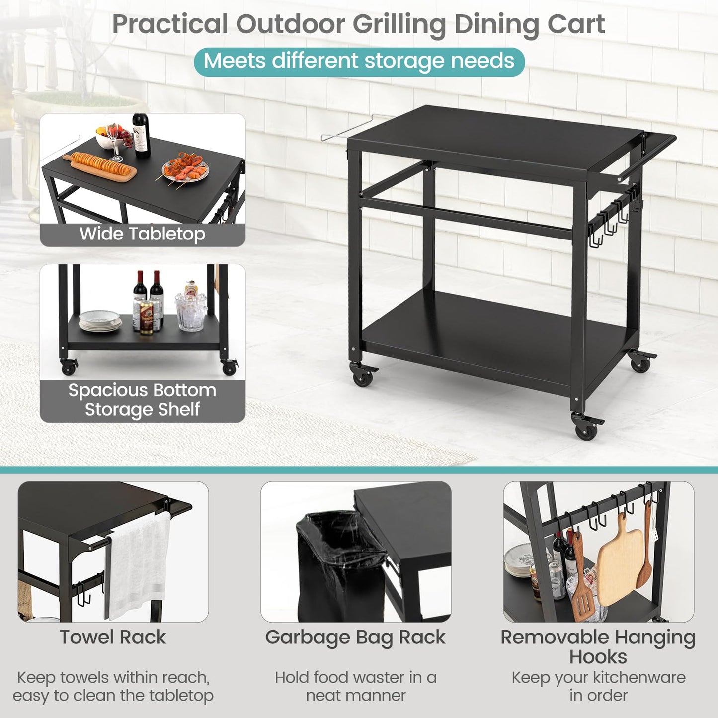 Giantex Outdoor Grill Cart - Pizza Oven Stand Table