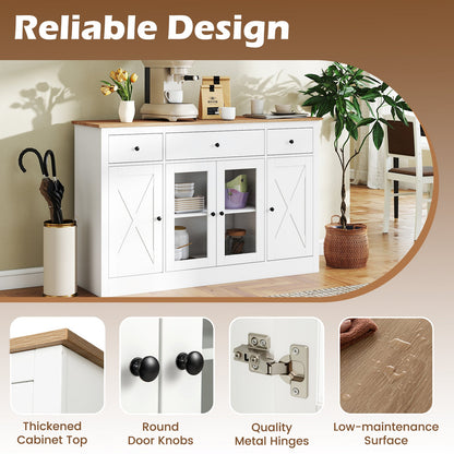 140 cm Large Buffet Sideboard, Kitchen Storage Cabinet with 3 Drawers