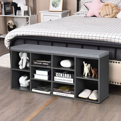 10-Cube Shoe Bench with Padded Cushions