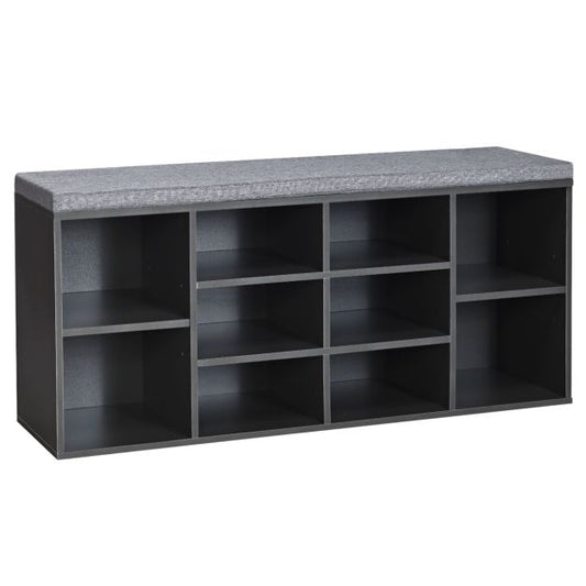 10-Cube Shoe Bench with Padded Cushions