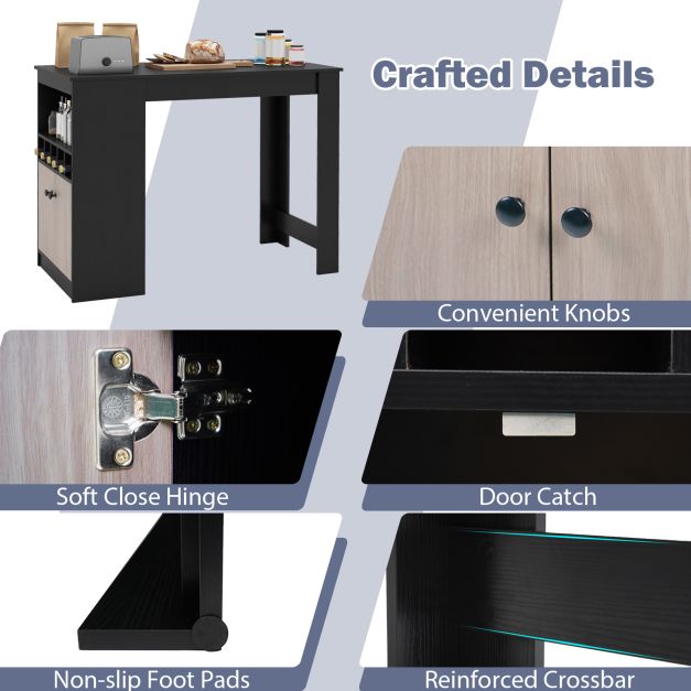 120cm Bar Table with Storage Cabinet