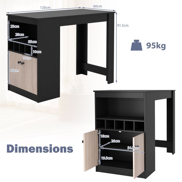 120cm Bar Table with Storage Cabinet