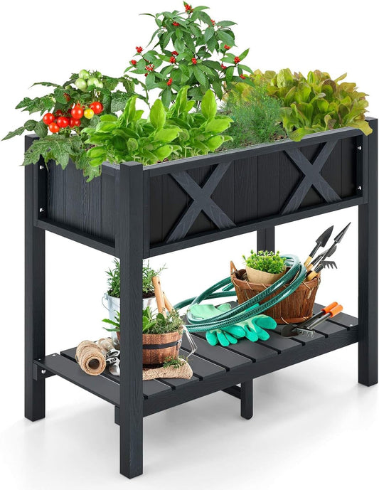 HIPS Raised Garden Bed, Poly Wood Elevated Planter Box w/Legs