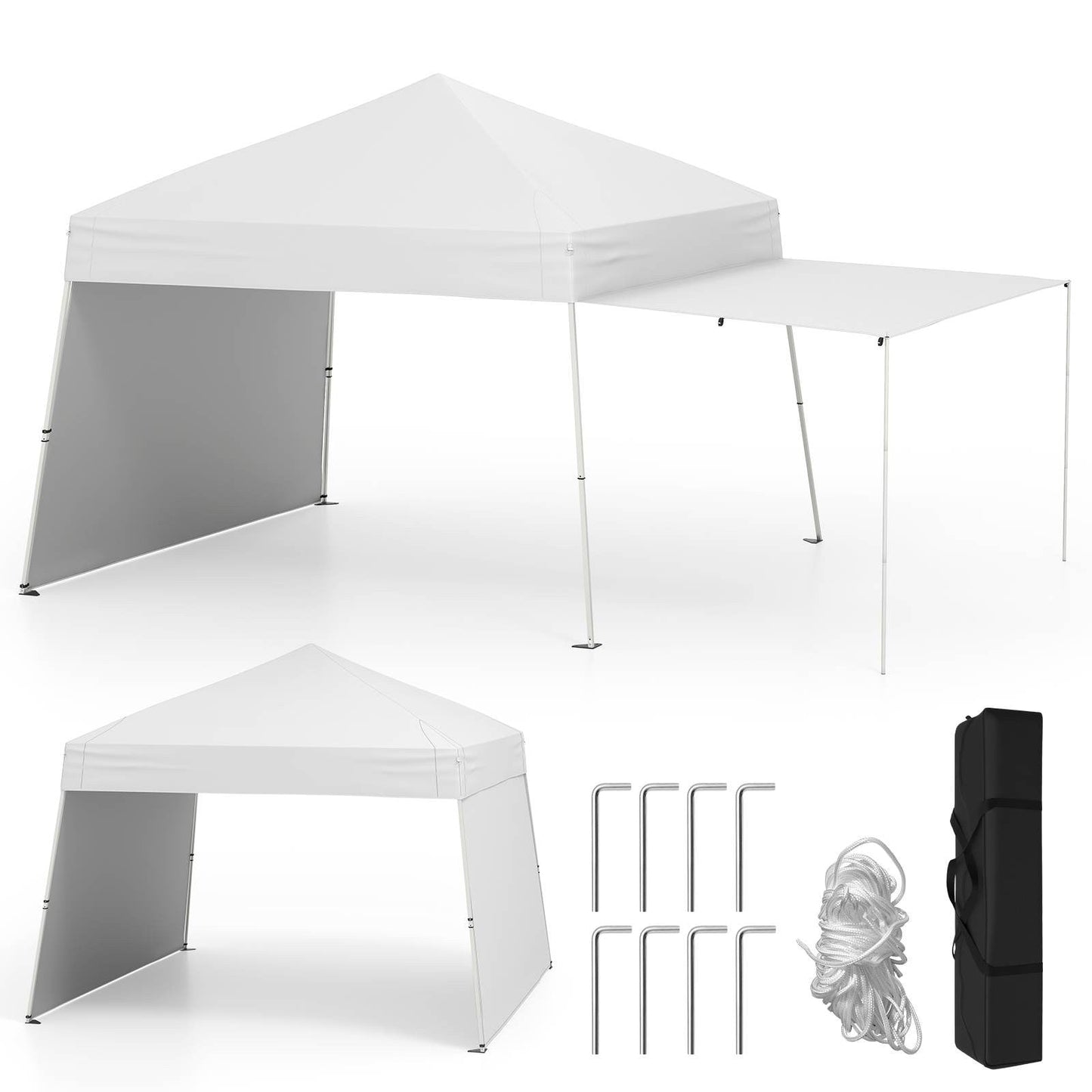 Pop up Canopy Tent w/ 2 Convertible Sidewalls to Awning