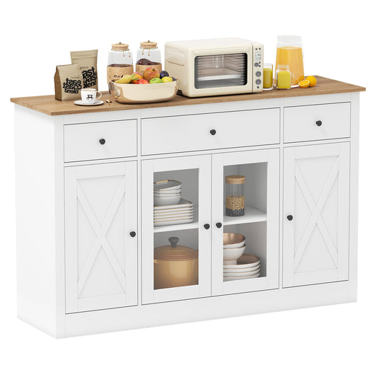 140 cm Large Buffet Sideboard, Kitchen Storage Cabinet with 3 Drawers
