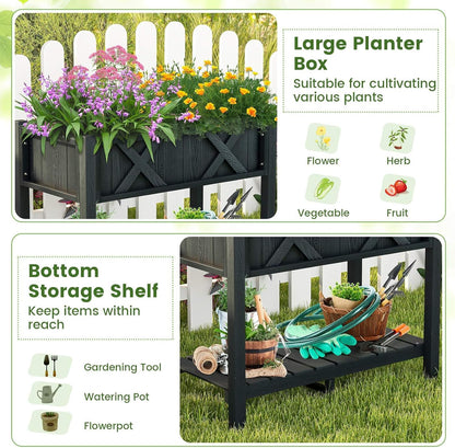 HIPS Raised Garden Bed, Poly Wood Elevated Planter Box w/Legs