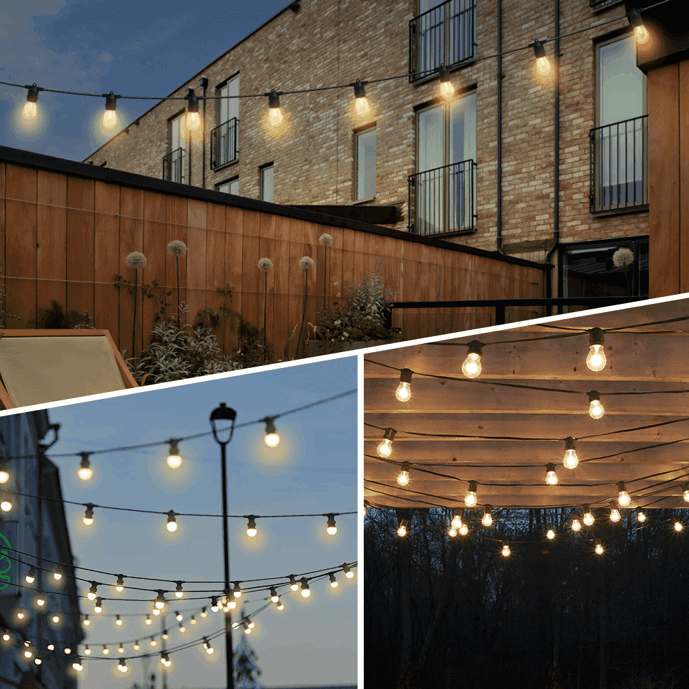HQ SolarLighting 20M - 200M Connectable LED Festoon String Lights Party Lights Patio Lights Dimmable - HQ SolarLighting