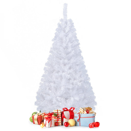 White Christmas Tree, Artificial Xmas Decoration Tree with 650 PVC Branch Tips & Metal Stand