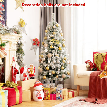 1.5M/1.8M Pre-Lit Artificial Christmas Tree Colored LED Lights Hinged Decor w/ Mixed Branches
