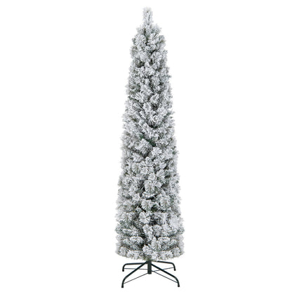 186CM Slim Christmas Tree, Flocked Xmas Tree with 373 Branch Tips