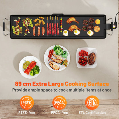 89cm Electric Griddle, Extra Large Teppanyaki Grill with Adjustable Temperature