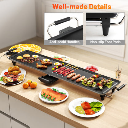 89cm Electric Griddle, Extra Large Teppanyaki Grill with Adjustable Temperature