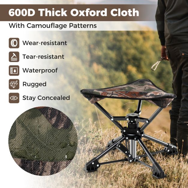 Folding Camping Stool 360° Swivel Hunting Chair