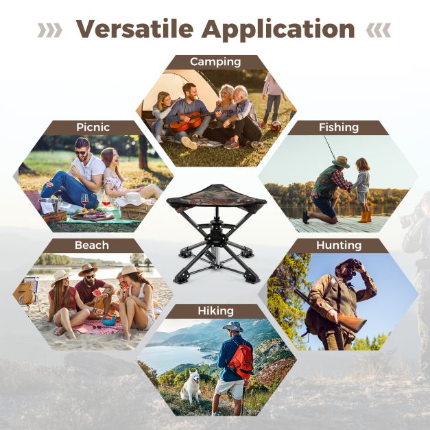 Folding Camping Stool 360° Swivel Hunting Chair