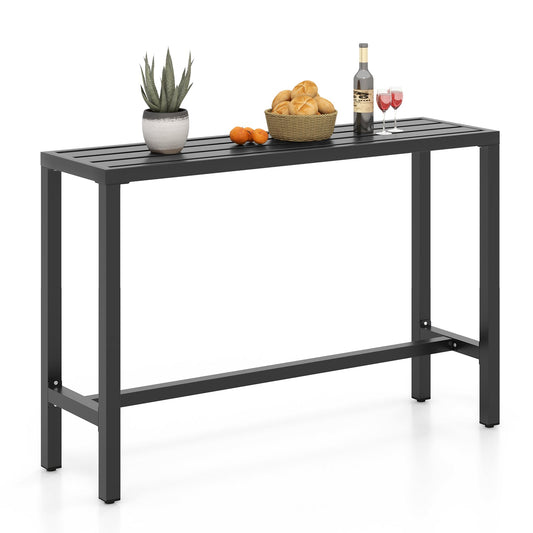 Outdoor Bar Table, 120/140 cm Rectangle Patio Counter Height Table