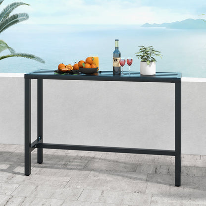 Outdoor Bar Table, 120/140 cm Rectangle Patio Counter Height Table