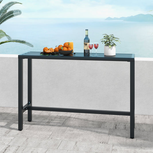 Outdoor Bar Table, 120/140 cm Rectangle Patio Counter Height Table