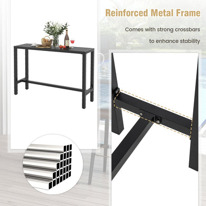 Outdoor Bar Table, 120/140 cm Rectangle Patio Counter Height Table