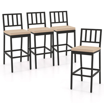 2 PCS Patio Bar Chairs, Heavy-Duty Metal Frame Bar Stools Set of 2