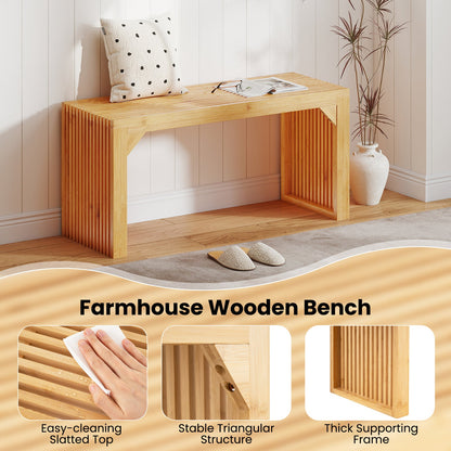 Bamboo Dining Bench, 90cm Long Entryway Bench