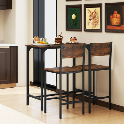 3 Piece Bar Table & Chair Set, Kitchen Table w/ 2 Bar Stools