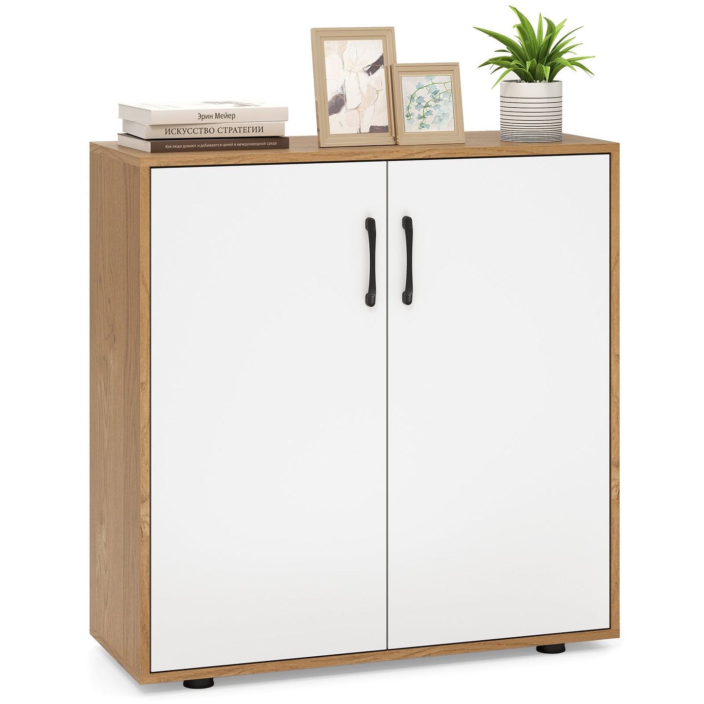 2-Door Storage Cabinet, Credenza Buffet Cabinet with 5-Postition Adjustable Shelf