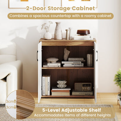 2-Door Storage Cabinet, Credenza Buffet Cabinet with 5-Postition Adjustable Shelf