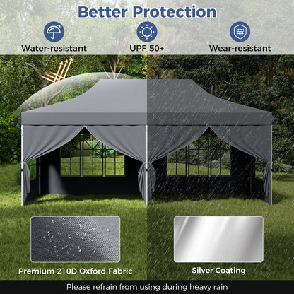 3 x 6 M Pop up Canopy with 6 Sidewalls, Outdoor Canopy Tent
