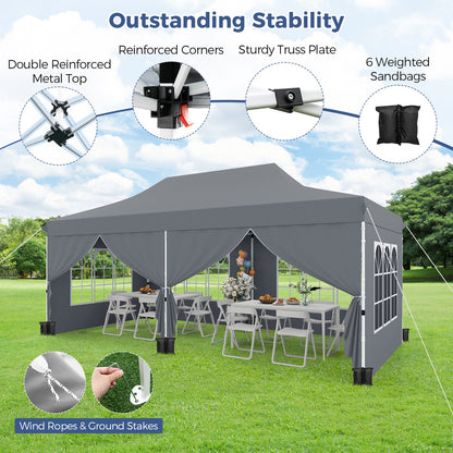 3 x 6 M Pop up Canopy with 6 Sidewalls, Outdoor Canopy Tent