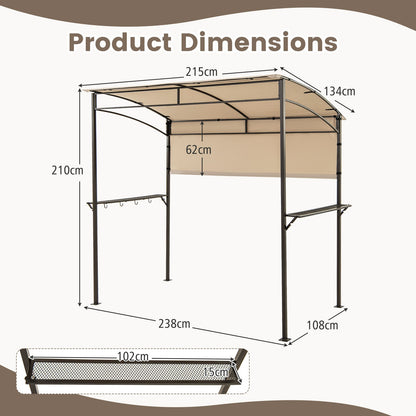 238 x 134 cm Grill Gazebo, Outdoor Patio BBQ Canopy w/ Steel Shelves