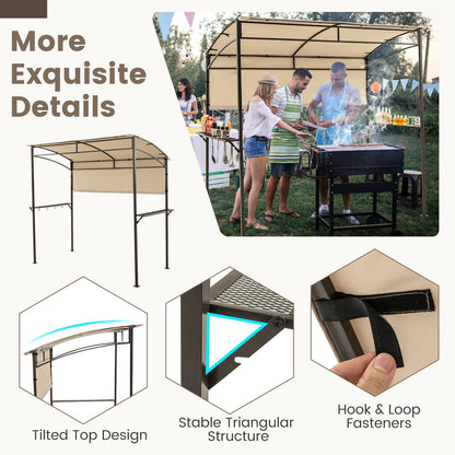 238 x 134 cm Grill Gazebo, Outdoor Patio BBQ Canopy w/ Steel Shelves